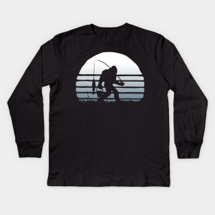 Bigfoot fishing Kids Long Sleeve T-Shirt